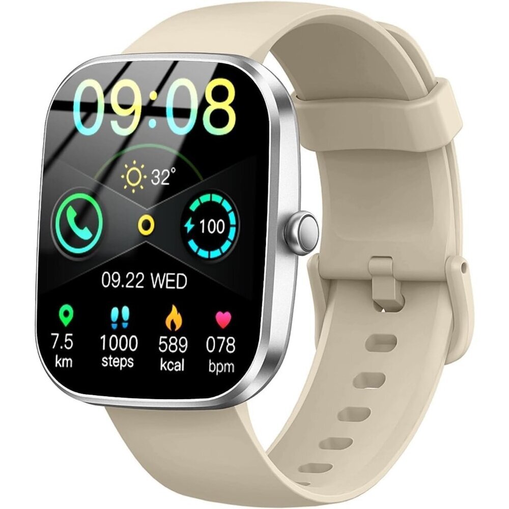 Men's Sliver-Beige Fitness Activity Tracke with Pedometer Comfortable Smartwatch